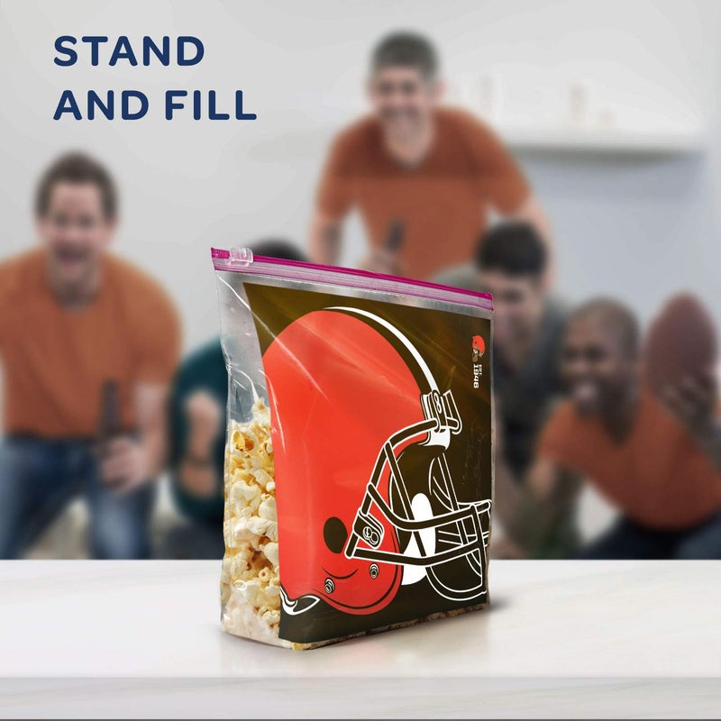 Ziploc Slider Storage Gallon Bag, Great for Grab-and-go Snacking, Tailgating or homegating, 20 Count- NFL Cleveland Browns - Image 3